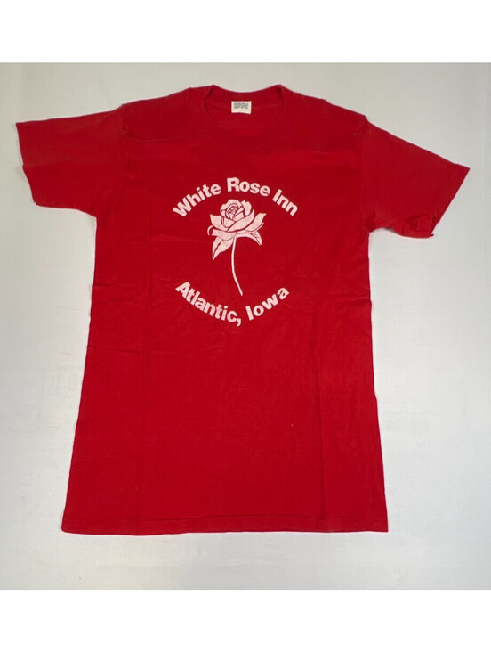 Other - Vintage 70s White Rose Inn Atlantic Iowa T Shirt Large Red Single Stitch